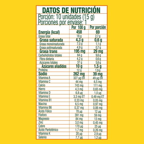 Tabla Nutricional Klim Snacks