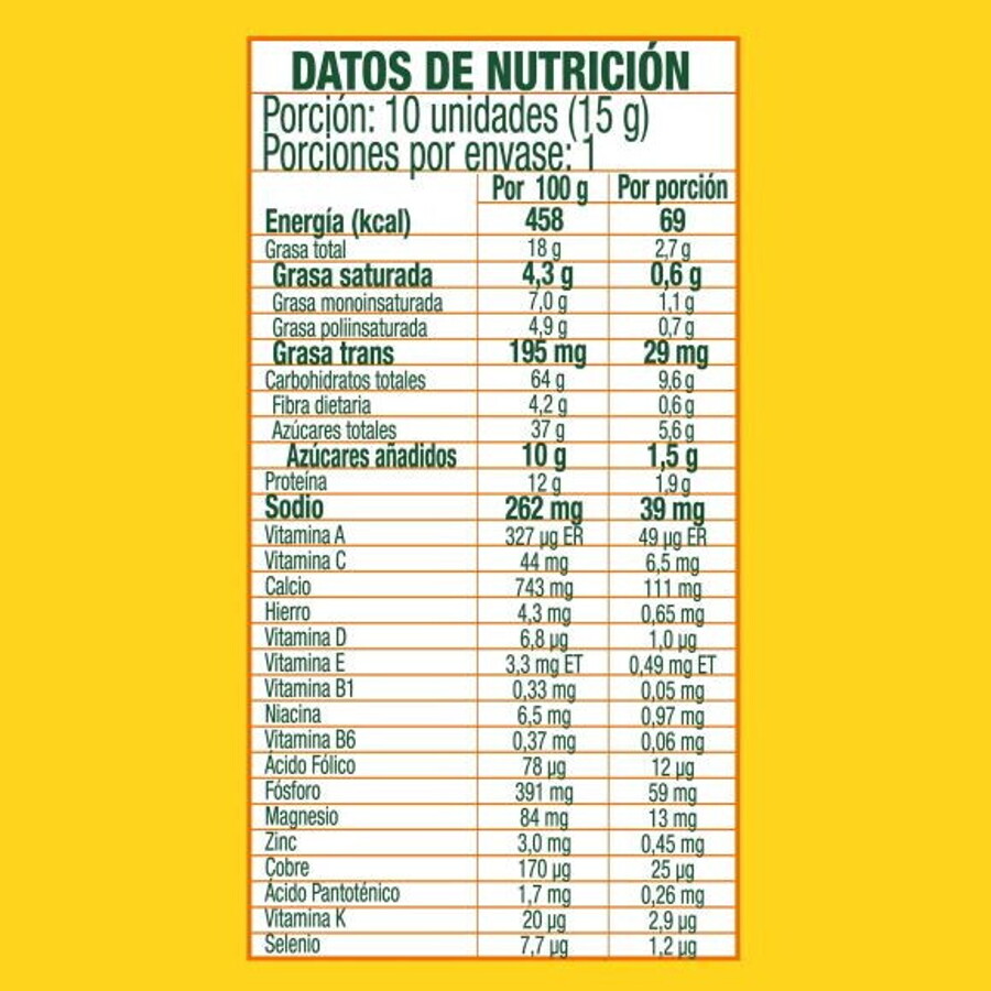 Tabla Nutricional Klim Snacks